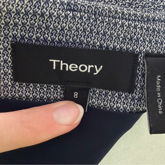 Theory Albita Blue Multi RS Fit Flare Dress Office Business Cotton Women's Sz 8 - Picture 6 of 7